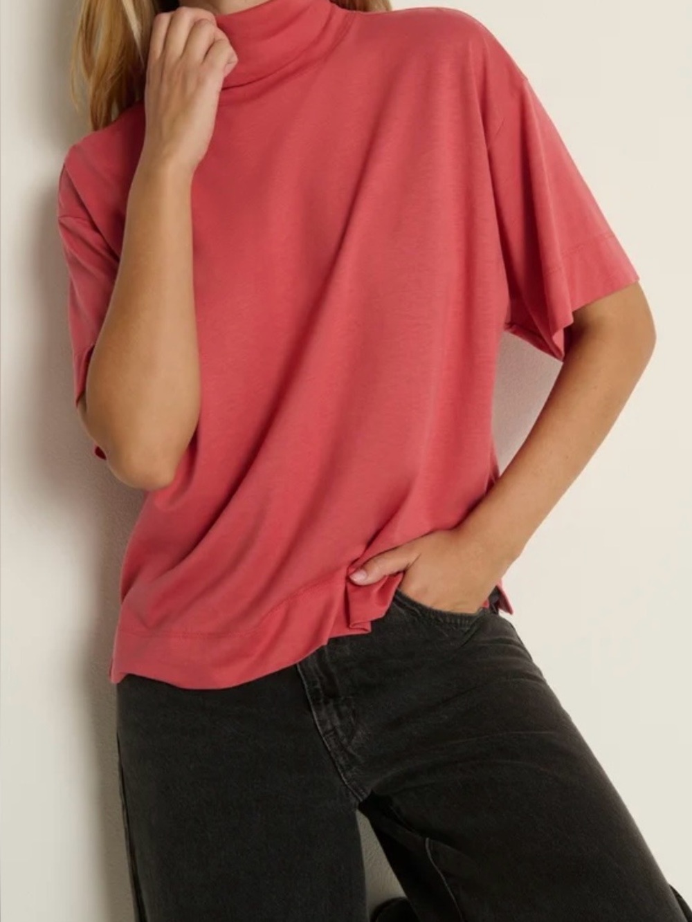 Nation salmon/coral Short Sleeve Turtleneck Size Small